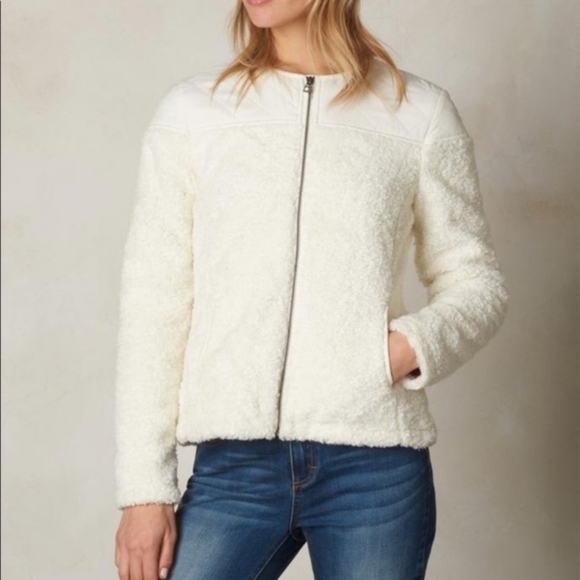 PrAna Good Lux Sherpa Quilted Ivory Zip Up Jacket XS - Picture 1 of 13